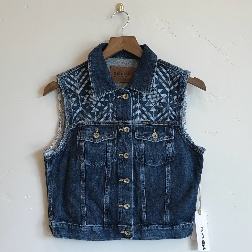 BIG STAR Ryder Denim Vest Western Geo Design